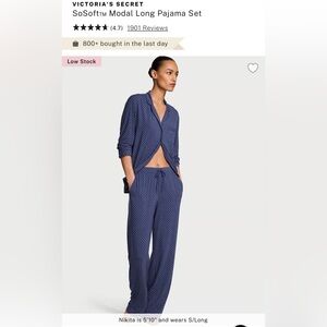 Victoria's Secret Black Dot Modal Long Pajama Set M